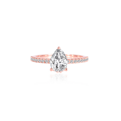 Stunning 1.0 CT Pear Moissanite Engagement Ring with Hidden Halo & Pave Design 1