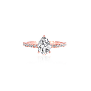 Stunning 1.0 CT Pear Moissanite Engagement Ring with Hidden Halo & Pave Design