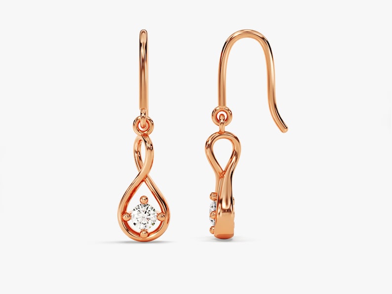0.30 TCW Round Cut Moissanite Drop Earrings in Gold 3