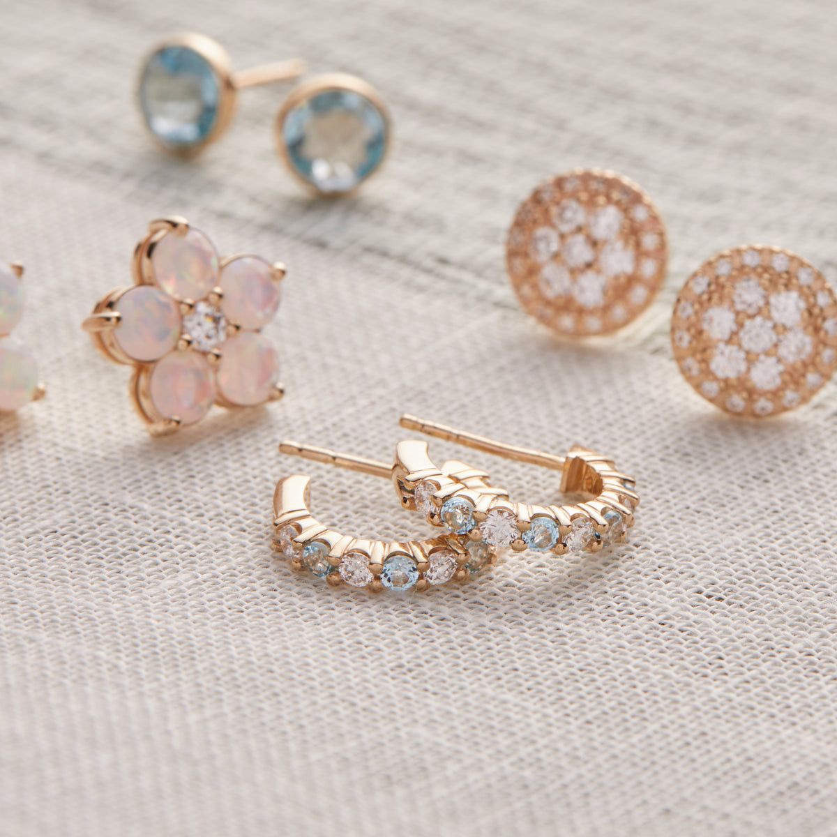1.08 TCW Round Aquamarine Lab Made Diamond- March Birthstone Hoops 3
