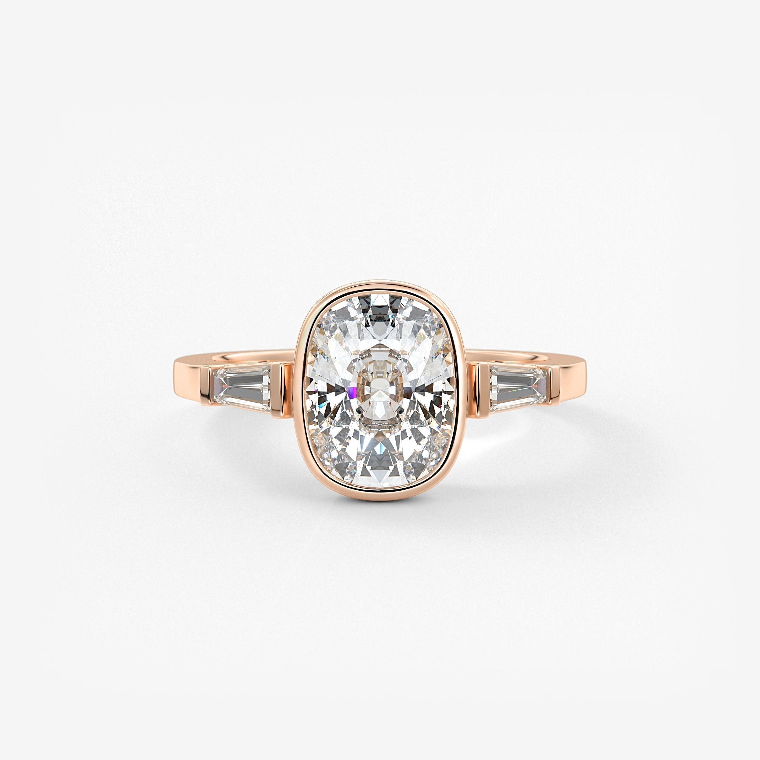 Cushion Three Stones Lab Grown Diamond Engagement Ring