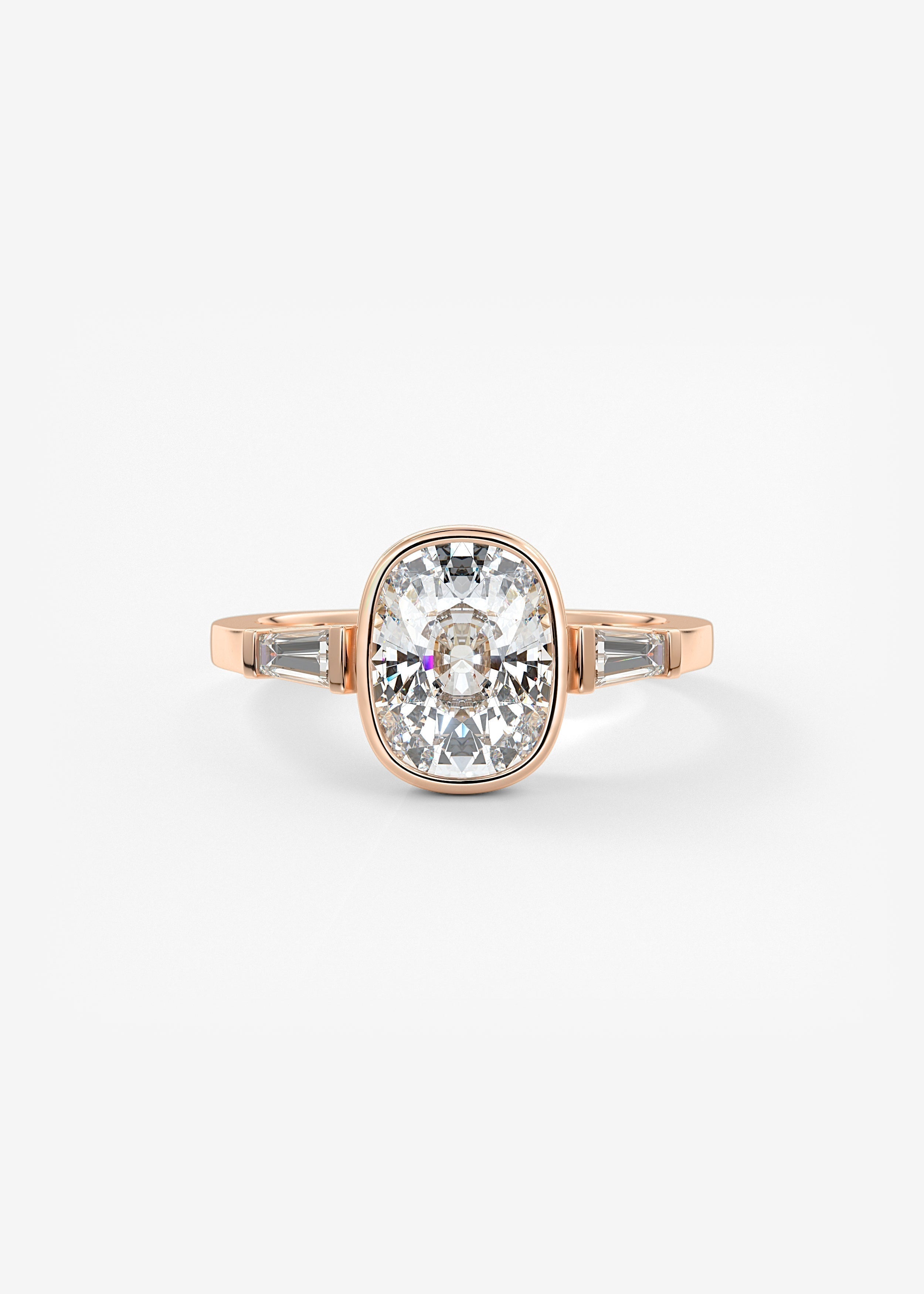 Cushion Three Stones Lab Grown Diamond Engagement Ring