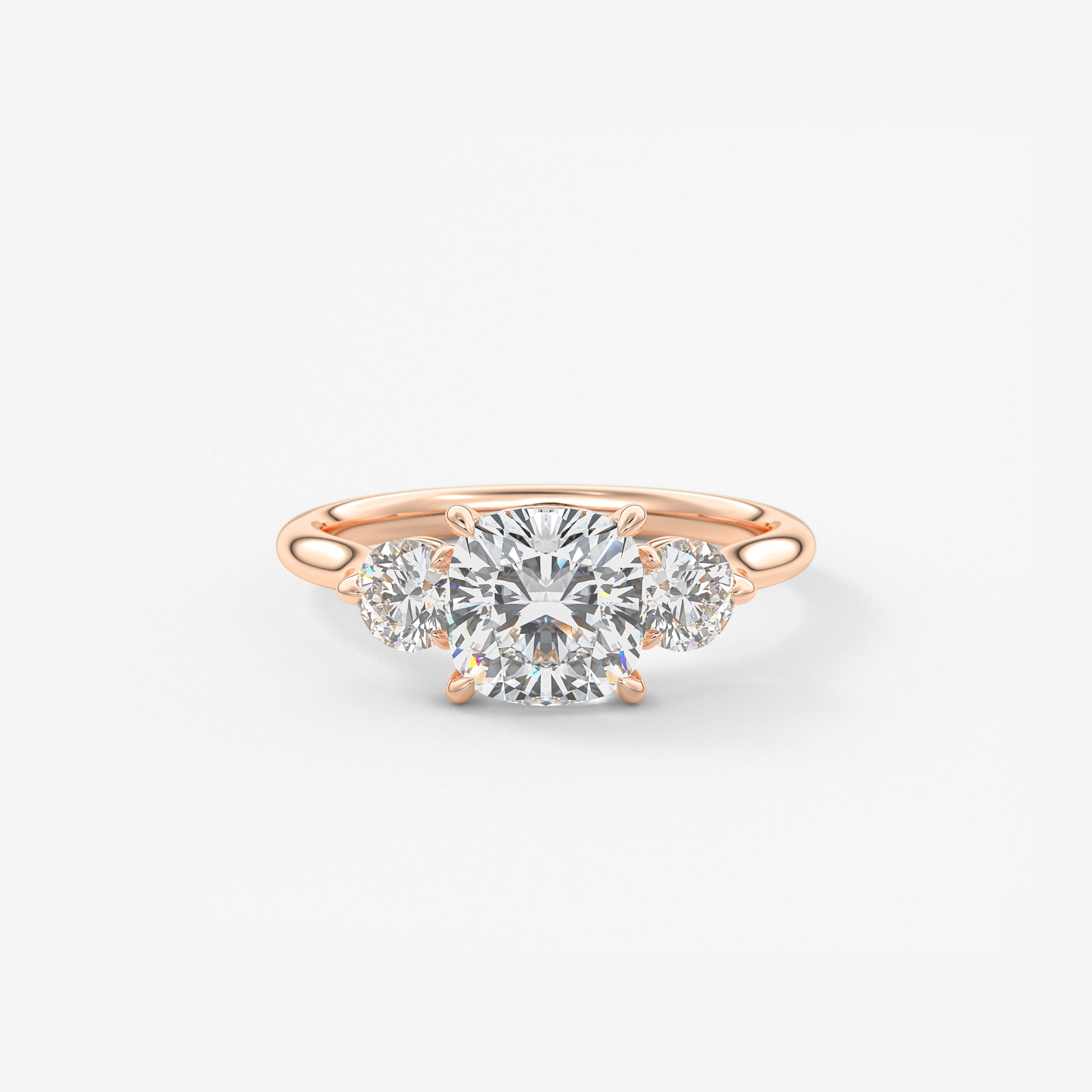 Cushion Three Stone Lab Grown Diamond Engagement Ring