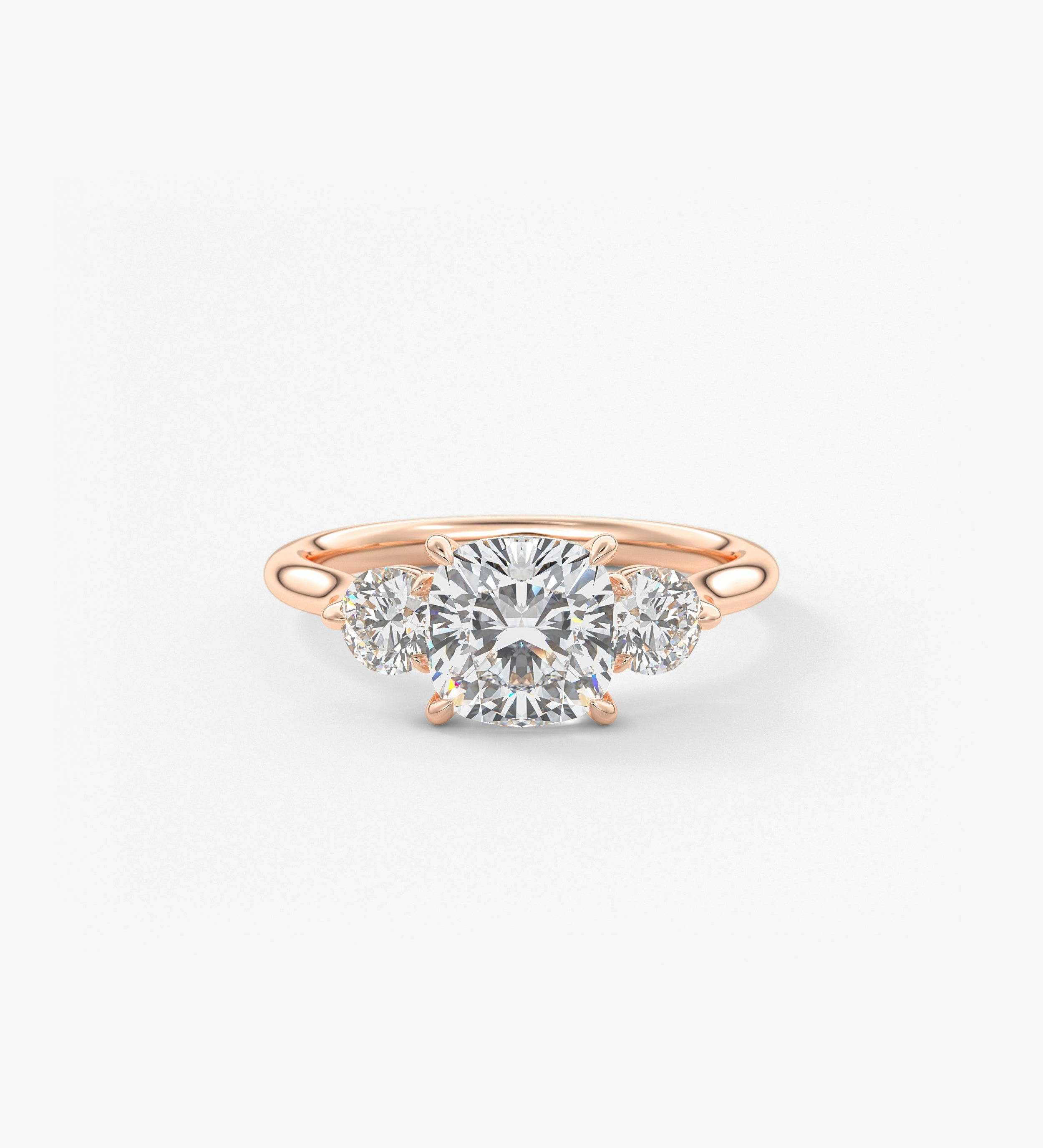 Cushion Three Stone Lab Grown Diamond Engagement Ring