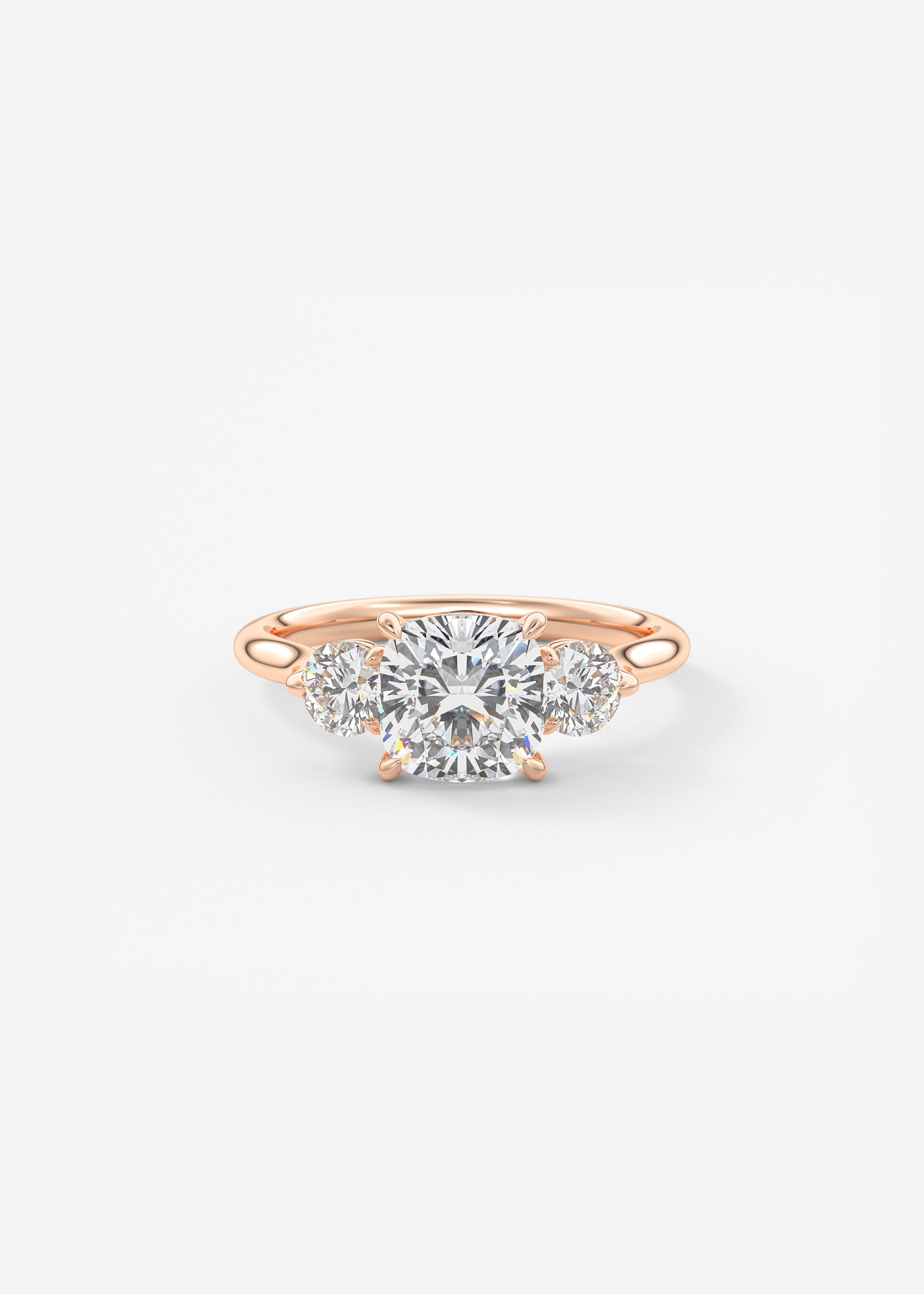 Cushion Three Stone Lab Grown Diamond Engagement Ring