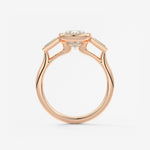 Elongated Cushion Three Stone Bezel Lab Grown Diamond Engagement Ring