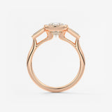 Elongated Cushion Three Stone Bezel Lab Grown Diamond Engagement Ring