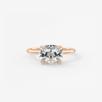Elongated Cushion East West Hidden Halo Lab Grown Diamond Engagement Ring