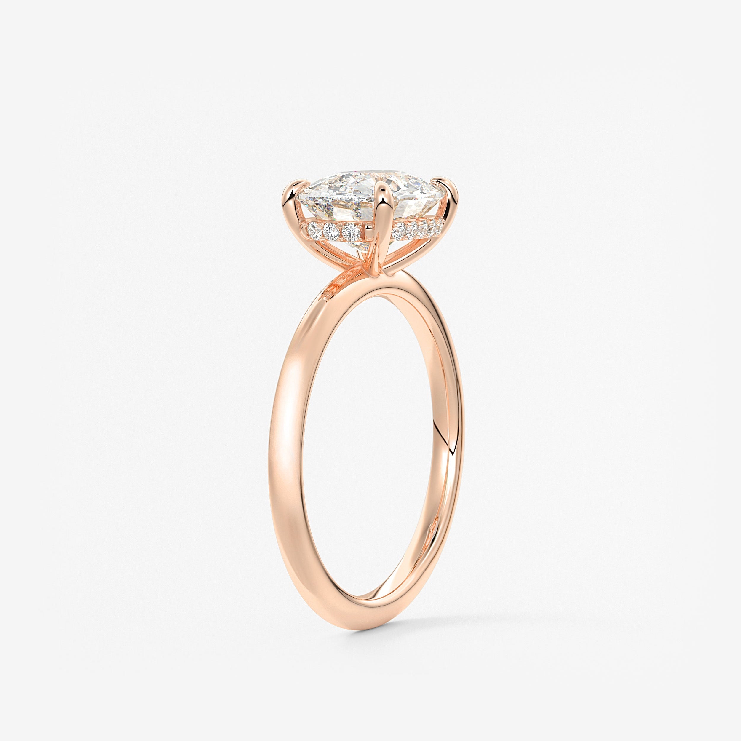 Elongated Cushion East West Hidden Halo Lab Grown Diamond Engagement Ring