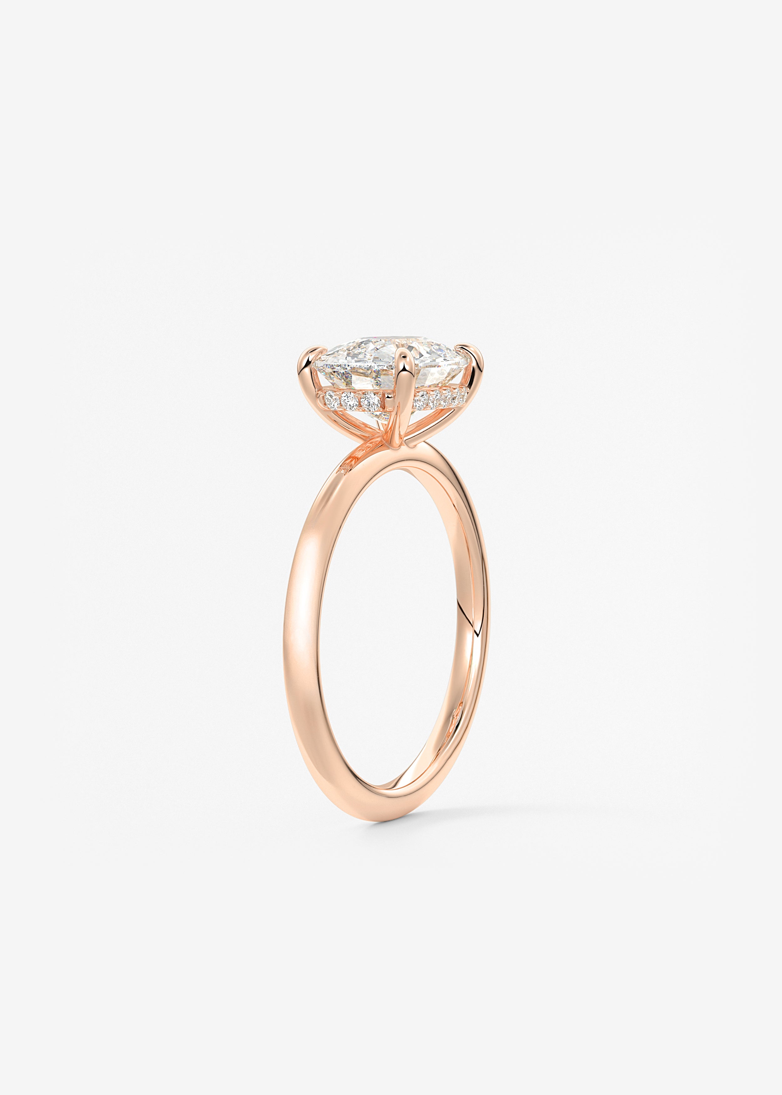 Elongated Cushion East West Hidden Halo Lab Grown Diamond Engagement Ring