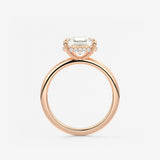 Elongated Cushion East West Hidden Halo Lab Grown Diamond Engagement Ring