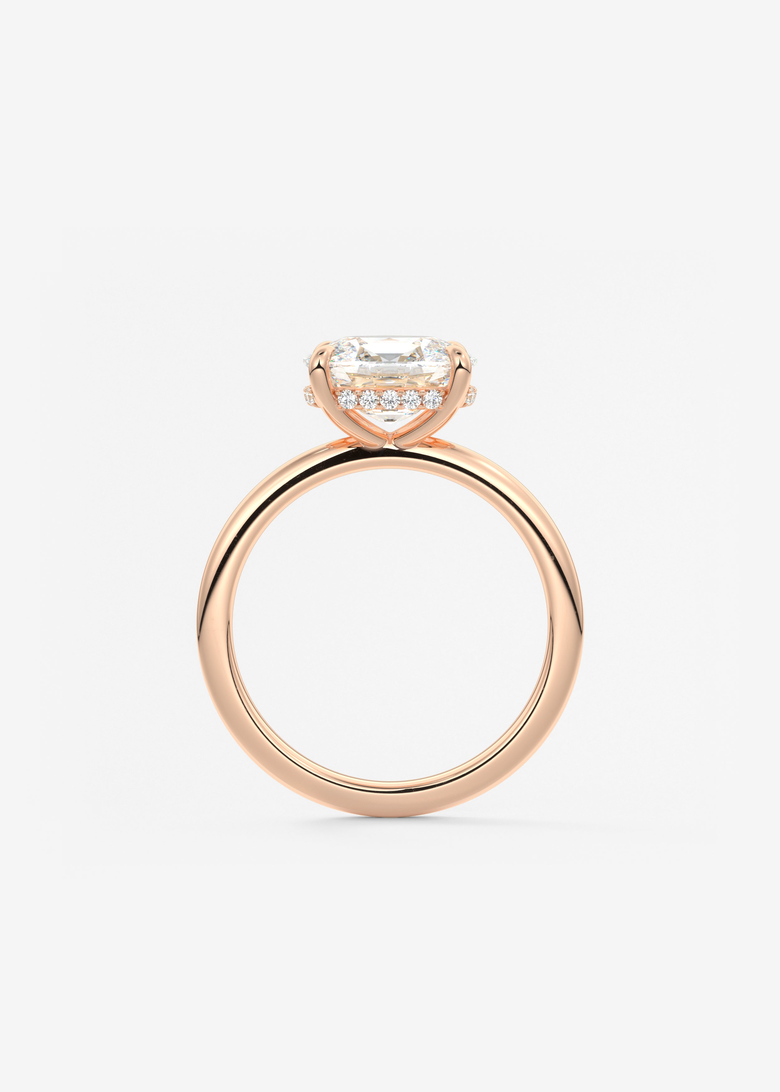 Elongated Cushion East West Hidden Halo Lab Grown Diamond Engagement Ring