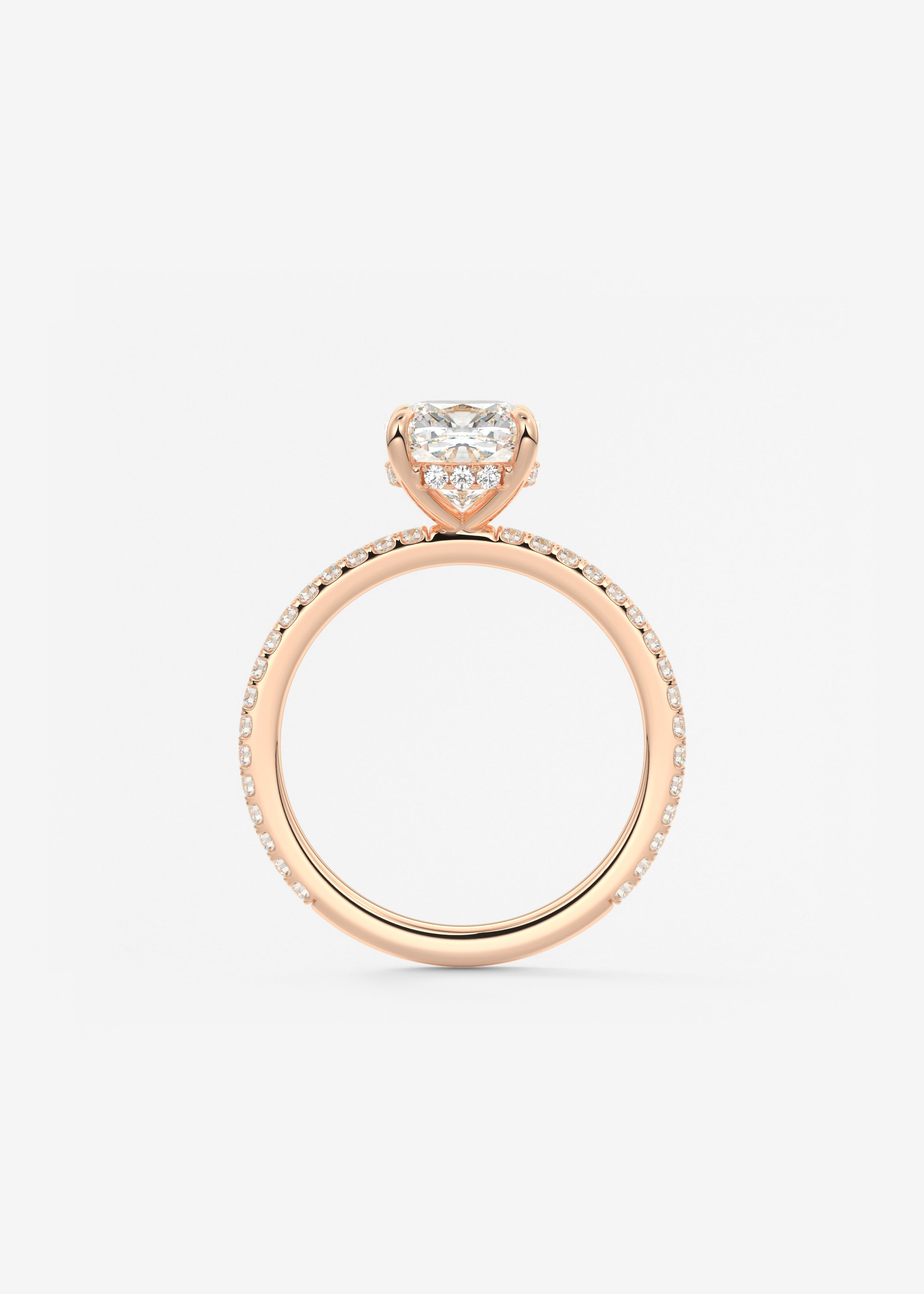 Cushion Hidden Halo Pave Lab Grown Diamond Engagement Ring