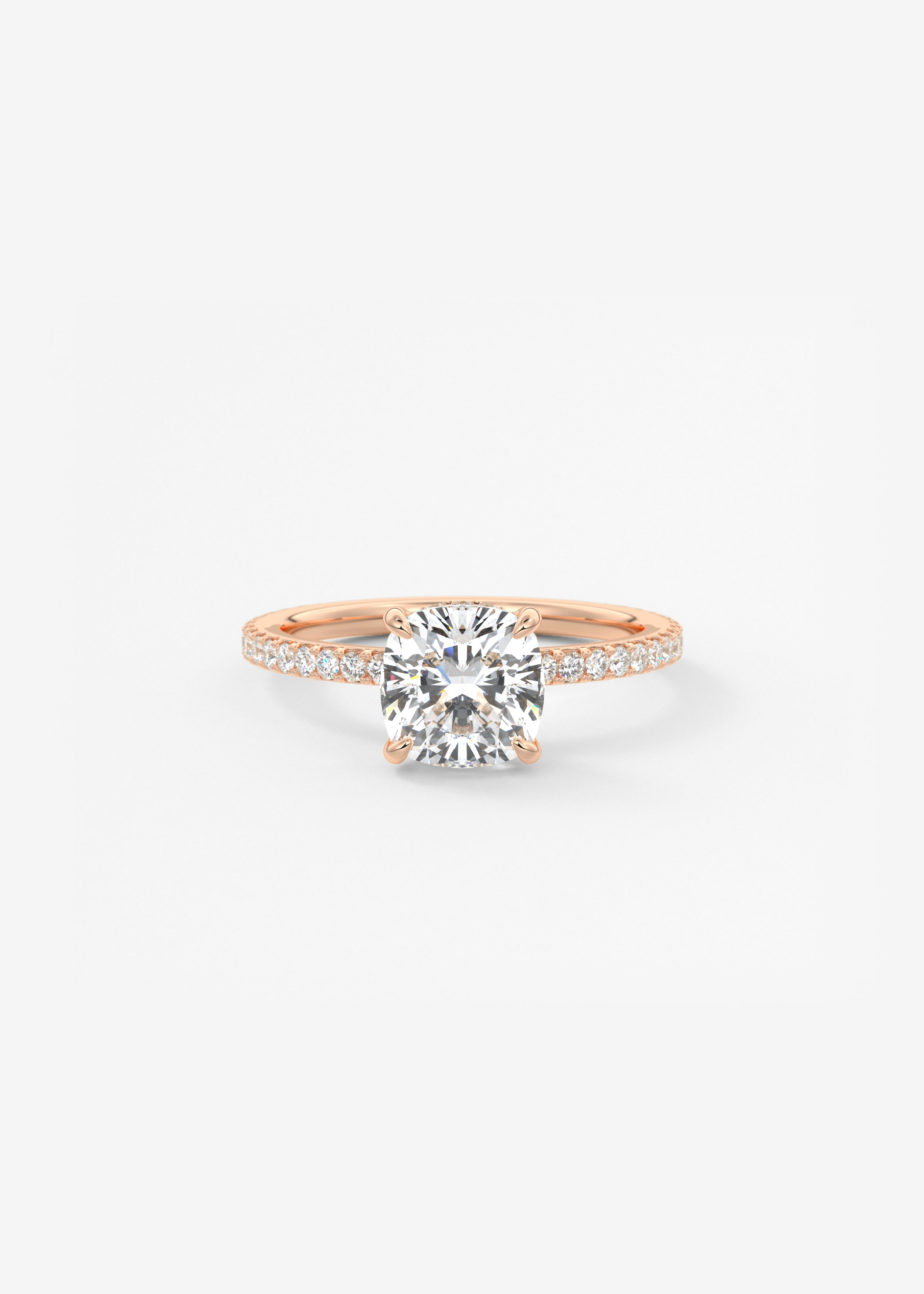 Cushion Hidden Halo Pave Lab Grown Diamond Engagement Ring