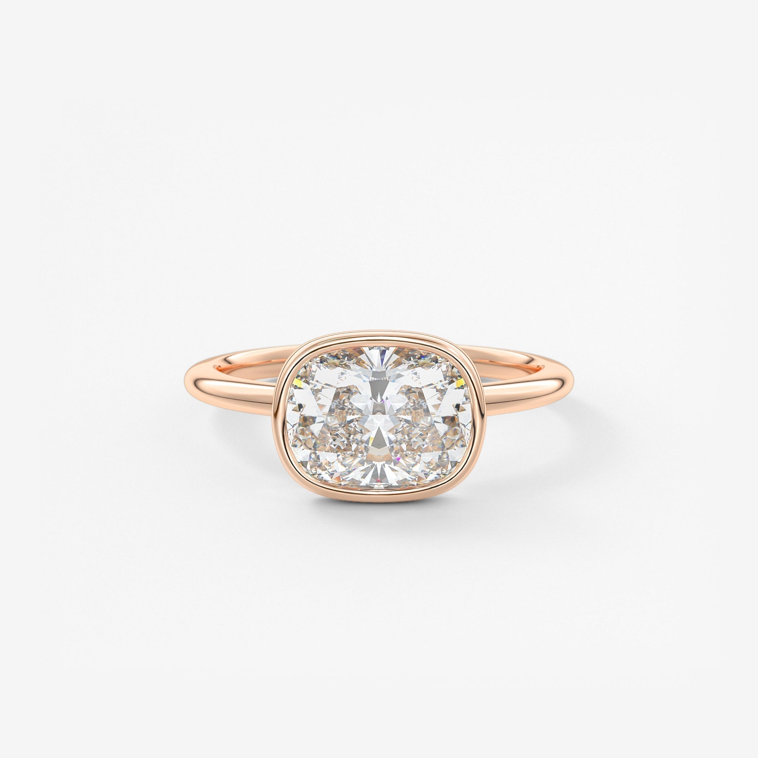 Elongated Cushion East West Bezel Lab Grown Diamond Engagement Ring