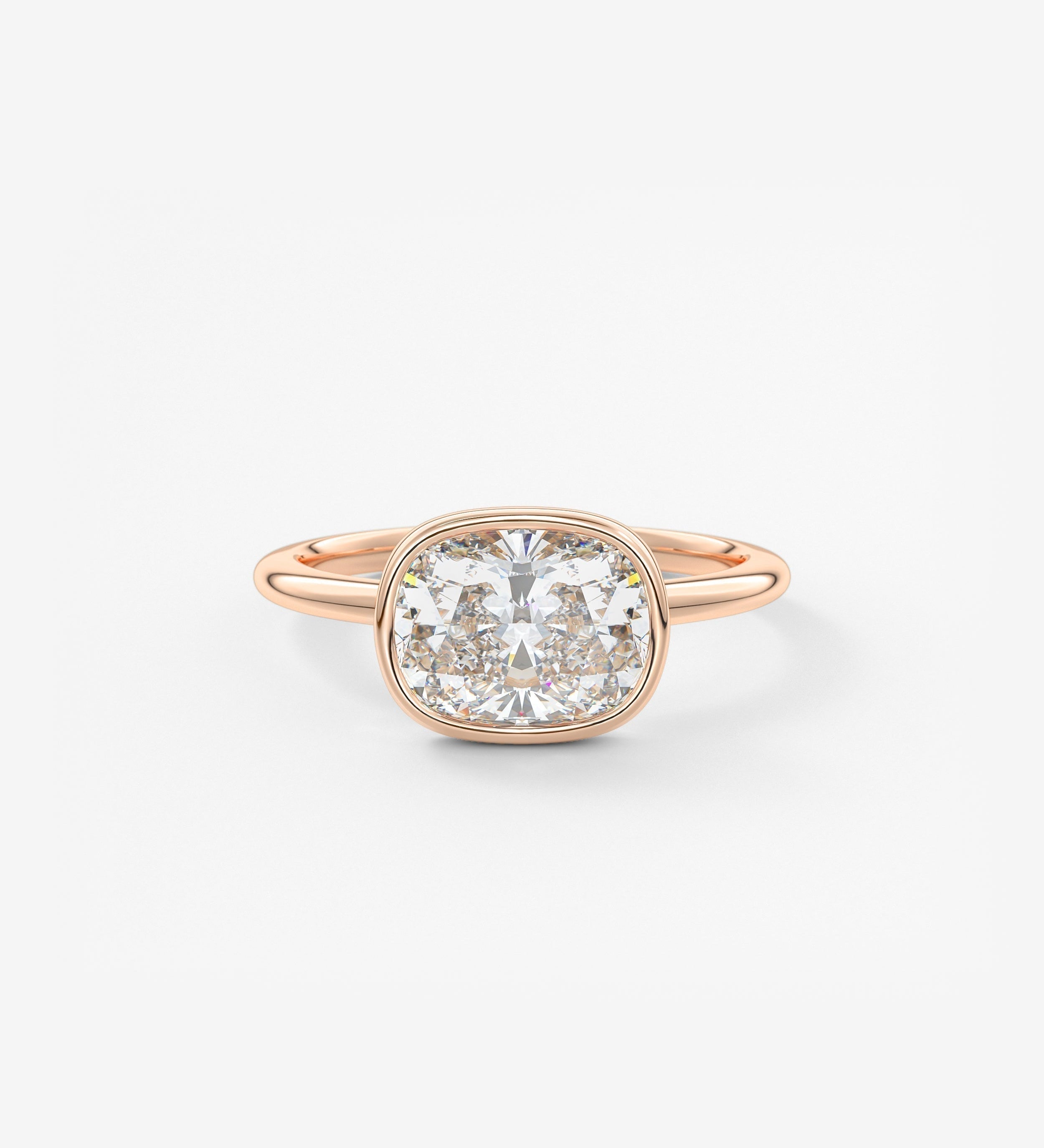 Elongated Cushion East West Bezel Lab Grown Diamond Engagement Ring