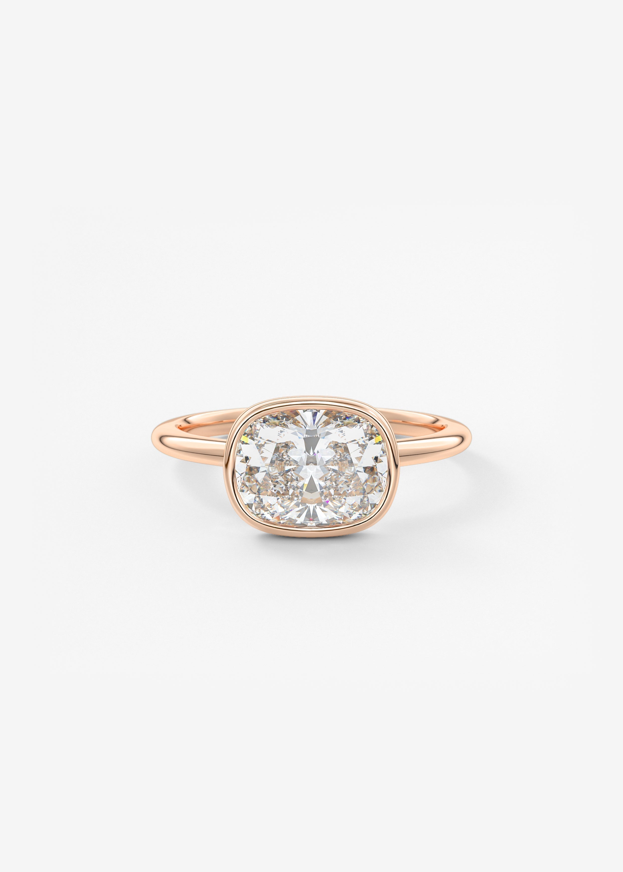 Elongated Cushion East West Bezel Lab Grown Diamond Engagement Ring