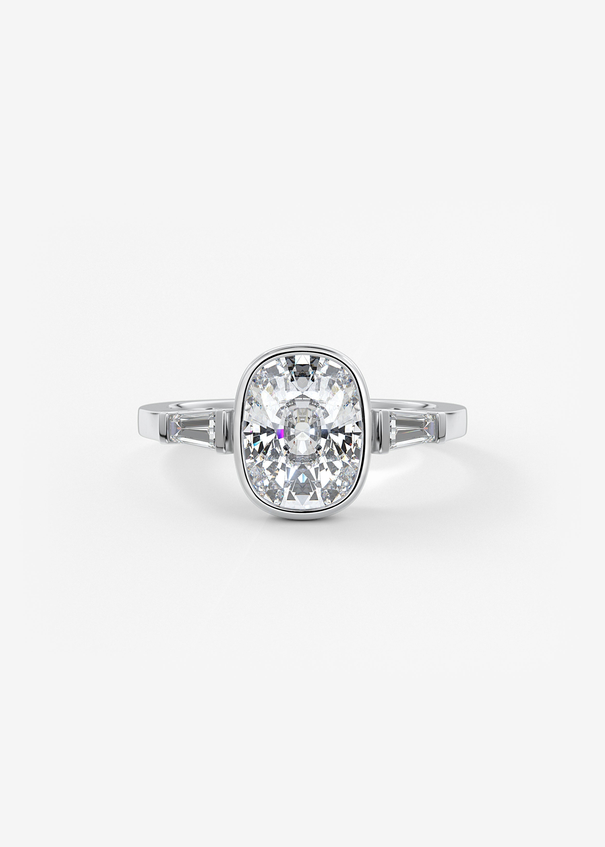 Cushion Three Stones Lab Grown Diamond Engagement Ring