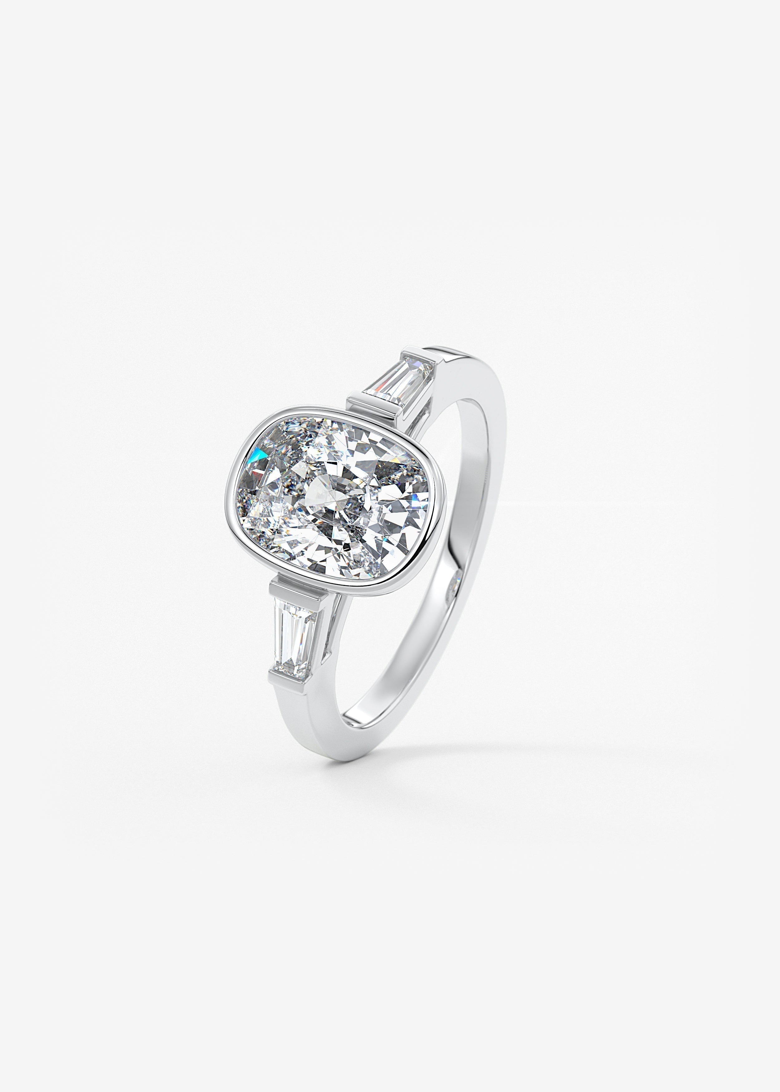 Cushion Three Stones Lab Grown Diamond Engagement Ring