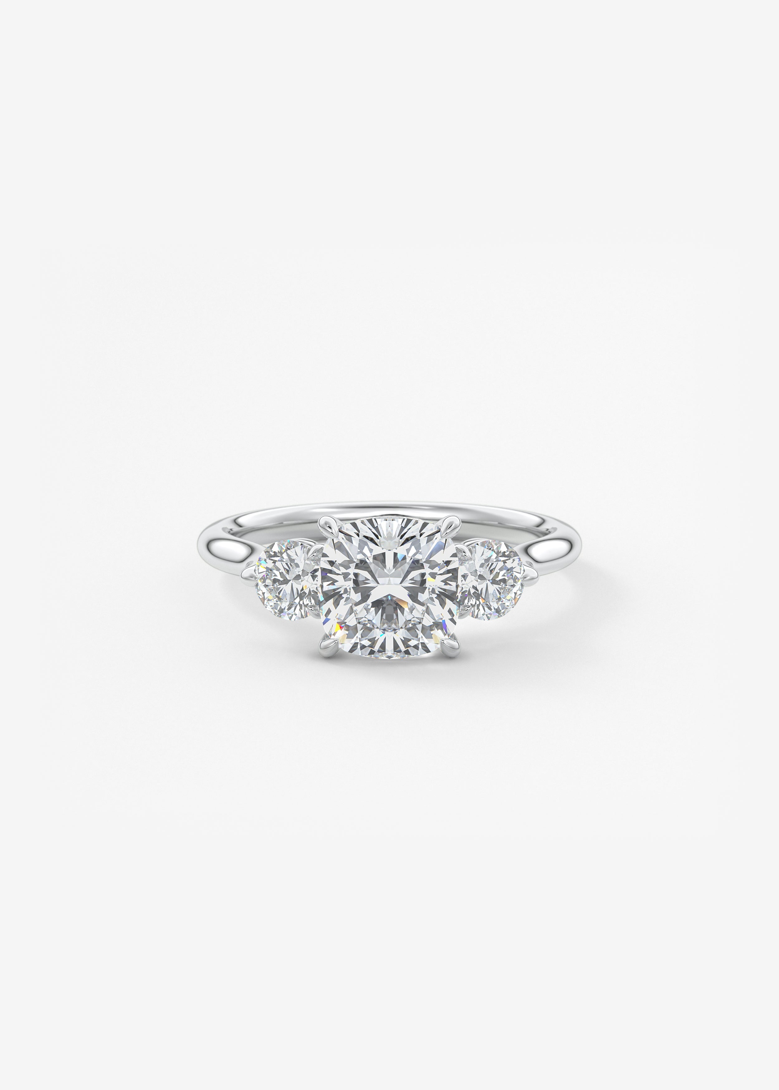 Cushion Three Stone Lab Grown Diamond Engagement Ring