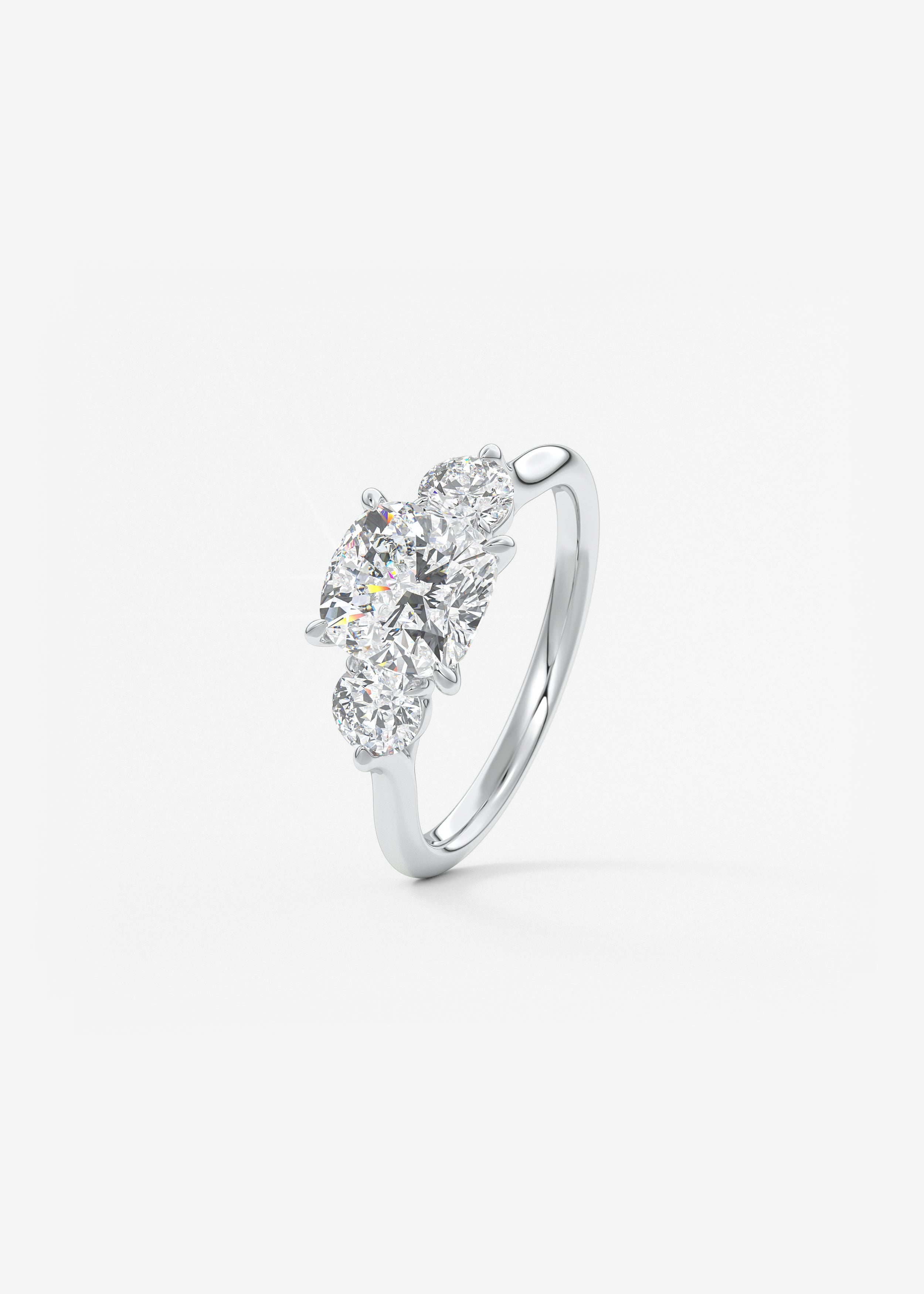 Cushion Three Stone Lab Grown Diamond Engagement Ring