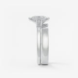 Elongated Cushion Three Stone Bezel Lab Grown Diamond Engagement Ring