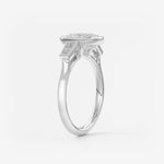 Elongated Cushion Three Stone Bezel Lab Grown Diamond Engagement Ring