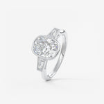 Elongated Cushion Three Stone Bezel Lab Grown Diamond Engagement Ring