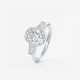 Elongated Cushion Three Stone Bezel Lab Grown Diamond Engagement Ring