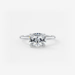 Elongated Cushion East West Hidden Halo Lab Grown Diamond Engagement Ring