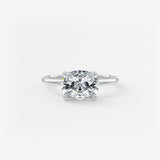 Elongated Cushion East West Hidden Halo Lab Grown Diamond Engagement Ring