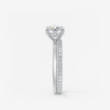 Elongated Cushion East West Hidden Halo Lab Grown Diamond Engagement Ring