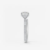 Cushion Hidden Halo Pave Lab Grown Diamond Engagement Ring