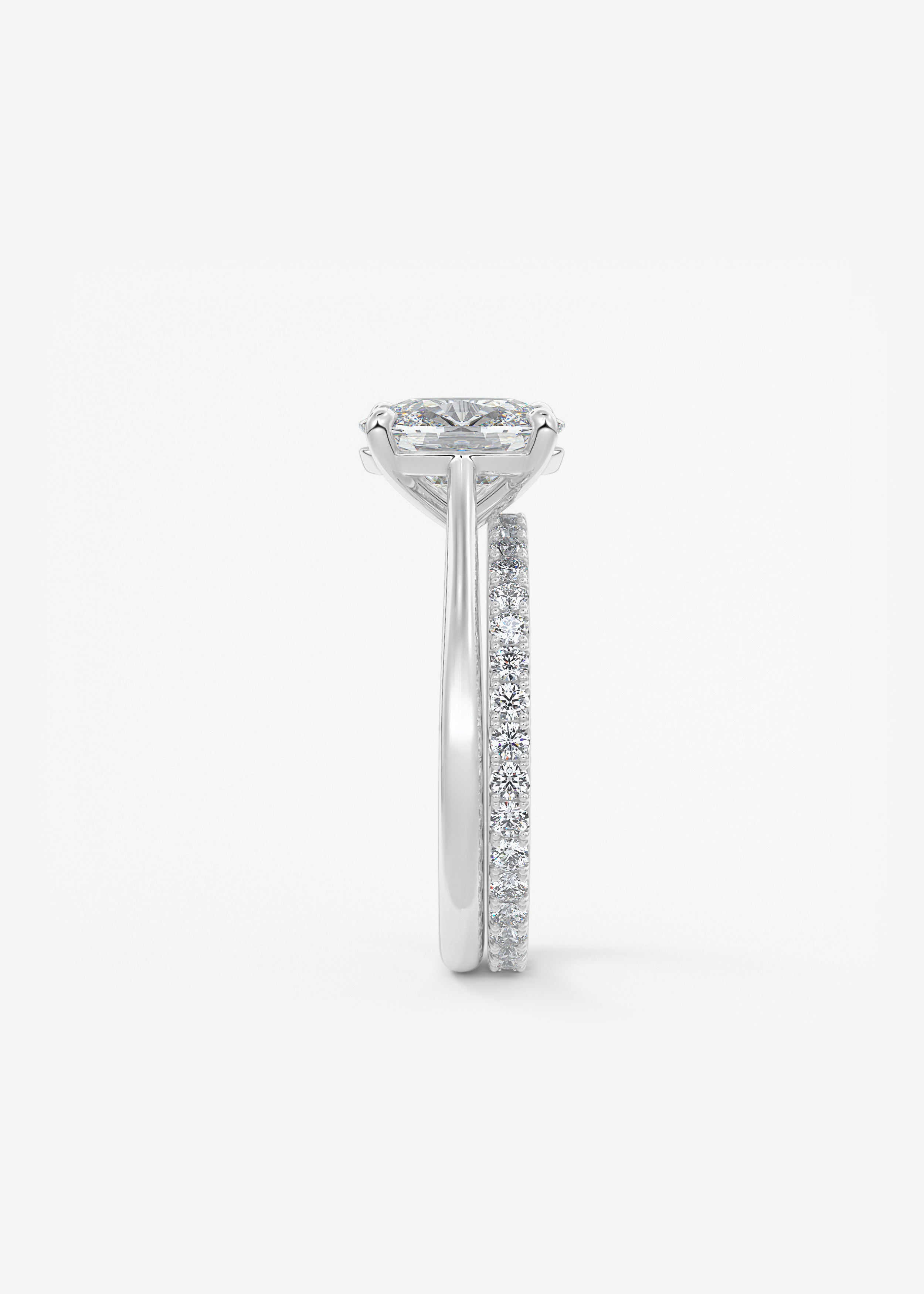 Elongated Cushion Cathedral Lab Grown Diamond Engagement Ring