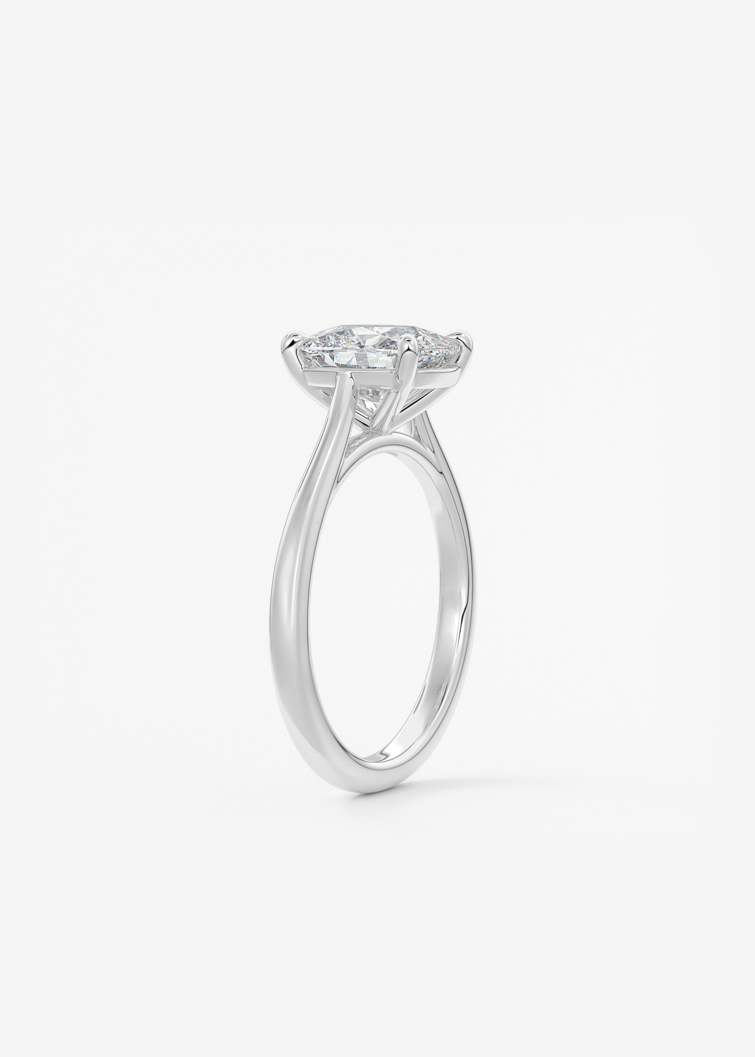 Elongated Cushion Cathedral Lab Grown Diamond Engagement Ring