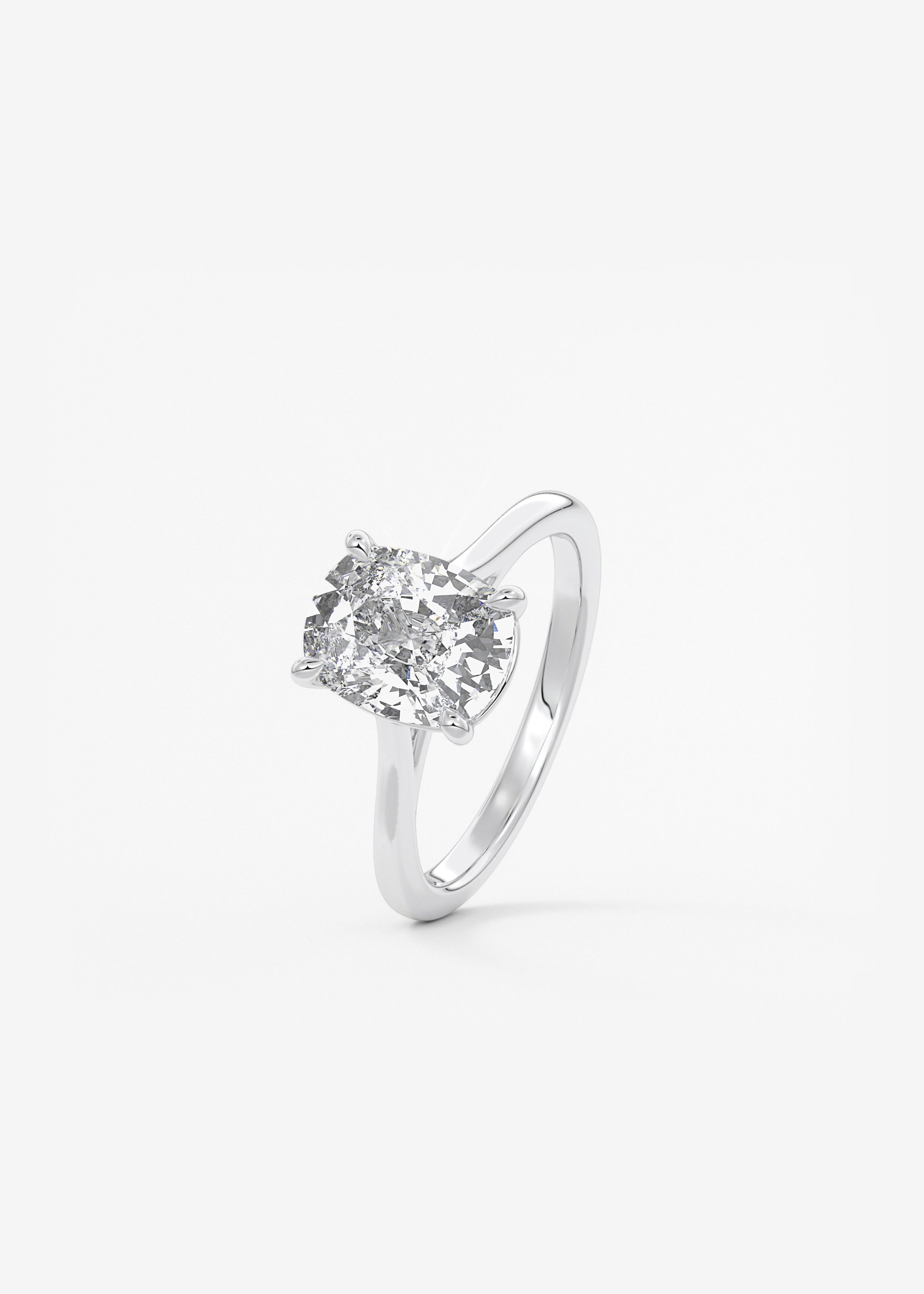Elongated Cushion Cathedral Lab Grown Diamond Engagement Ring