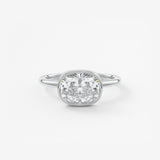 Elongated Cushion East West Bezel Lab Grown Diamond Engagement Ring
