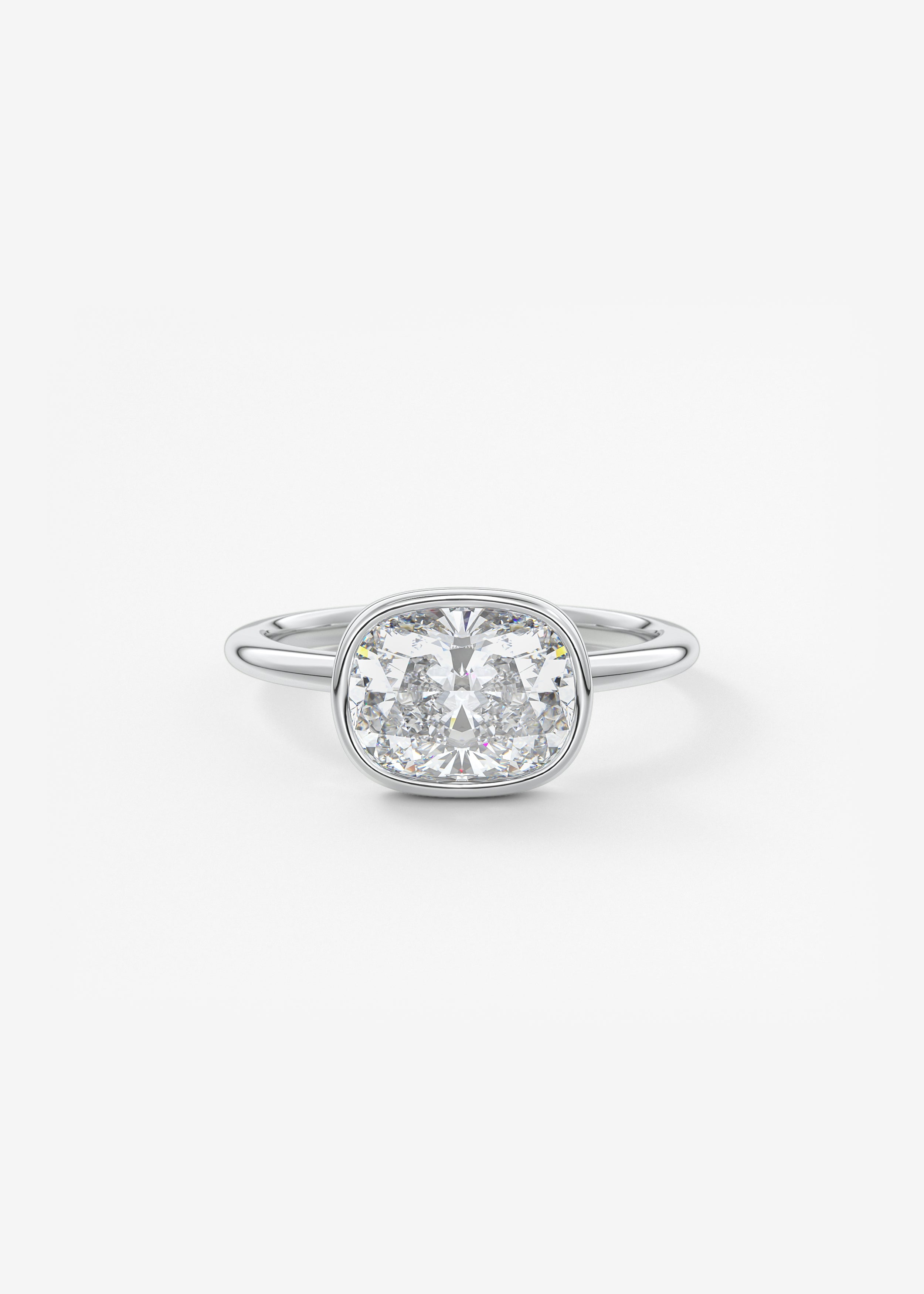Elongated Cushion East West Bezel Lab Grown Diamond Engagement Ring