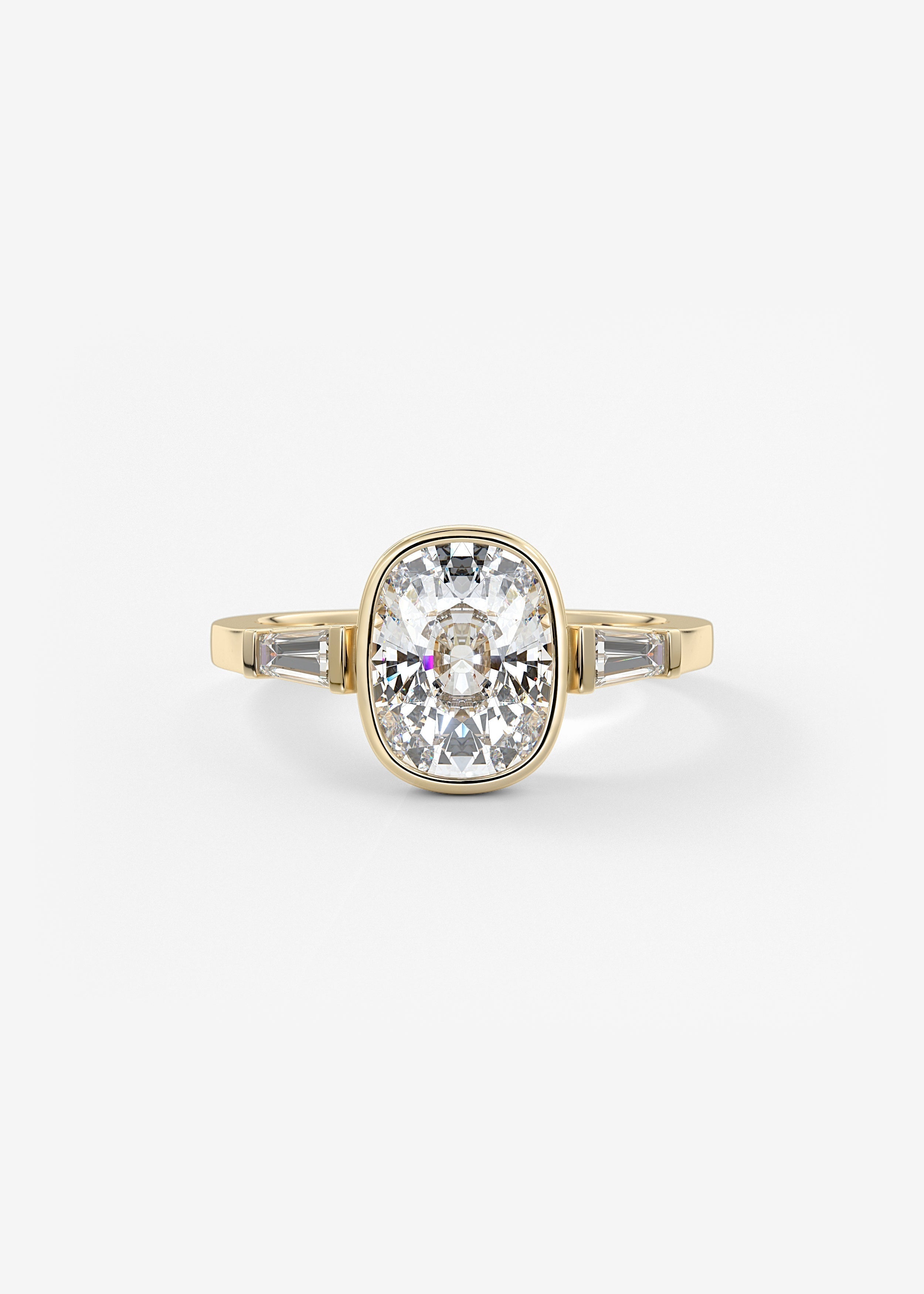 Cushion Three Stones Lab Grown Diamond Engagement Ring