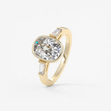 Cushion Three Stones Lab Grown Diamond Engagement Ring