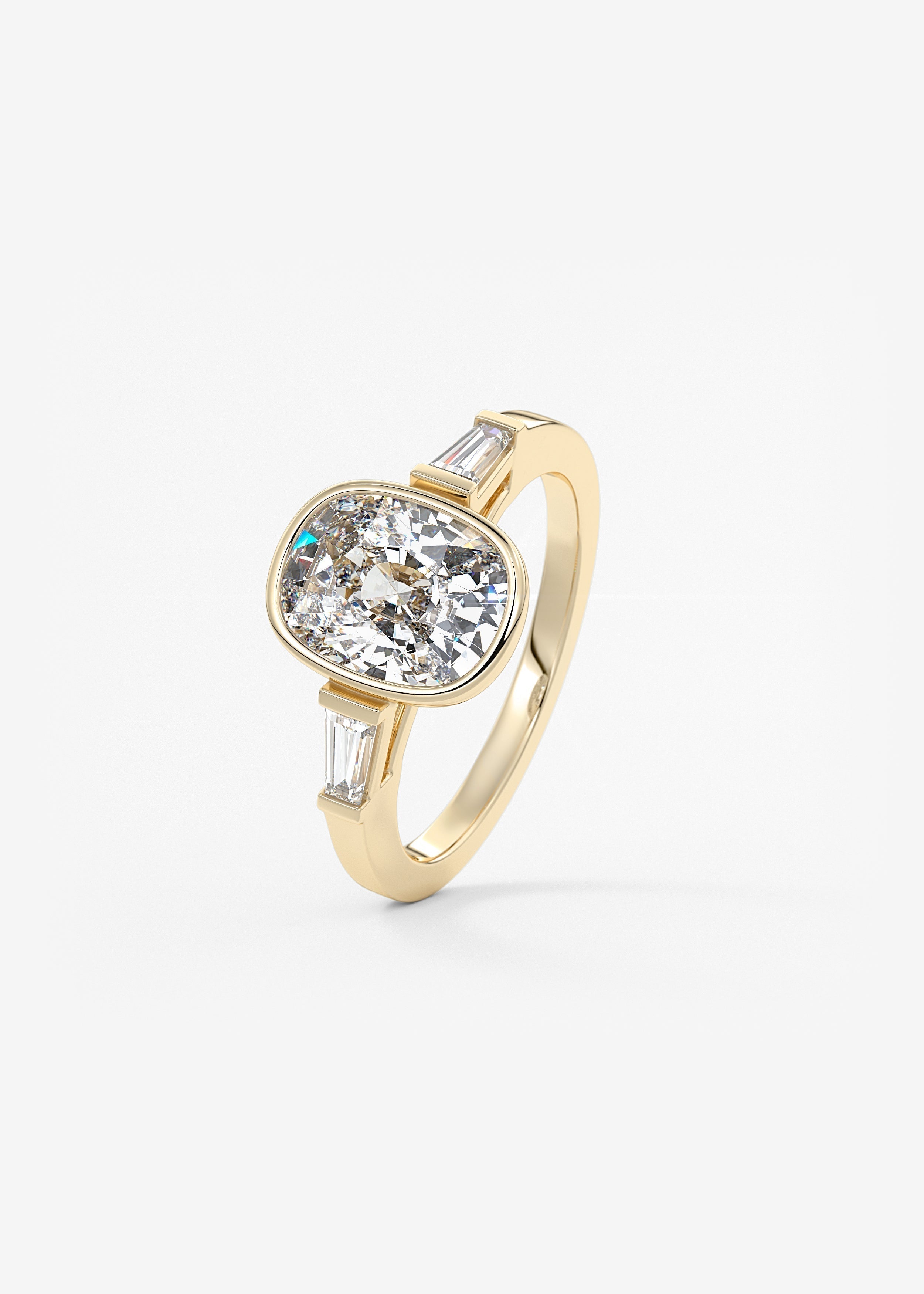 Cushion Three Stones Lab Grown Diamond Engagement Ring