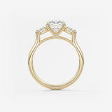 Cushion Three Stone Lab Grown Diamond Engagement Ring