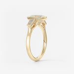 Elongated Cushion Three Stone Bezel Lab Grown Diamond Engagement Ring