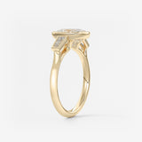 Elongated Cushion Three Stone Bezel Lab Grown Diamond Engagement Ring