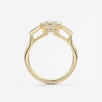 Elongated Cushion Three Stone Bezel Lab Grown Diamond Engagement Ring