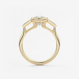 Elongated Cushion Three Stone Bezel Lab Grown Diamond Engagement Ring