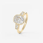 Elongated Cushion Three Stone Bezel Lab Grown Diamond Engagement Ring