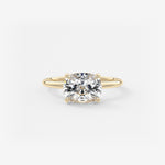 Elongated Cushion East West Hidden Halo Lab Grown Diamond Engagement Ring