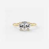 Elongated Cushion East West Hidden Halo Lab Grown Diamond Engagement Ring