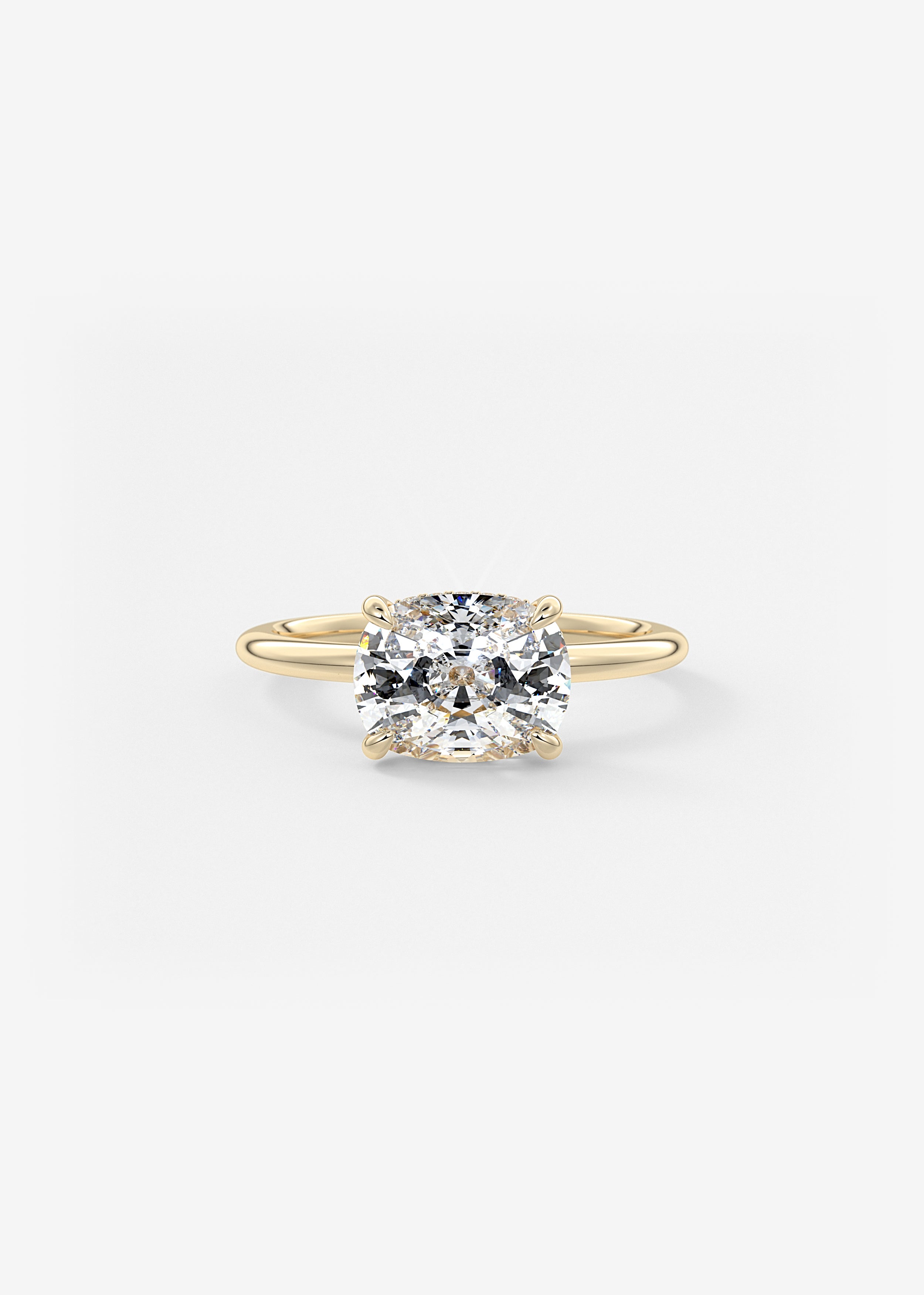 Elongated Cushion East West Hidden Halo Lab Grown Diamond Engagement Ring
